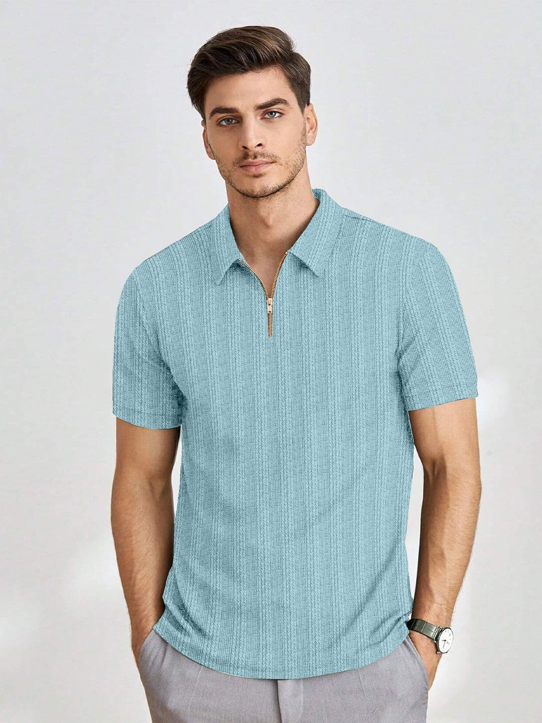Moda Rapido Men Self Design Polo Collar T-shirt - view 1