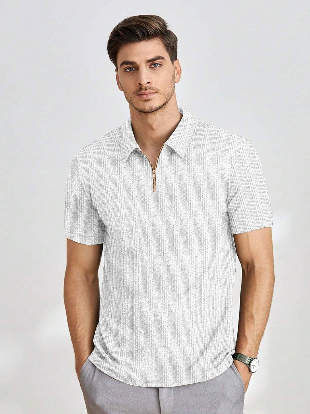 Moda Rapido Men Striped Polo Collar Slim Fit T-shirt - view 1