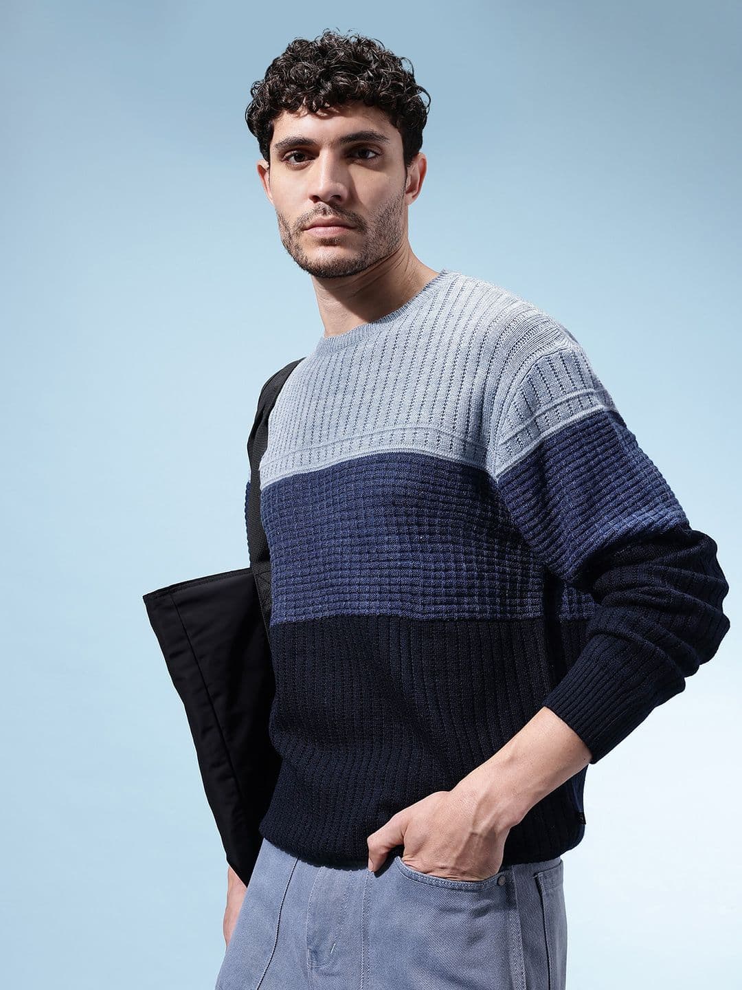 glitchez Colourblocked Relaxed Fit Pullover - view 1