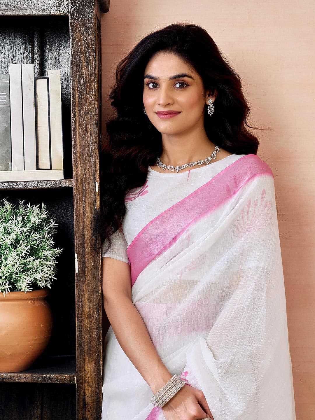 Mitera Ethnic Motifs Pure Linen Ready to Wear Saree - view 1
