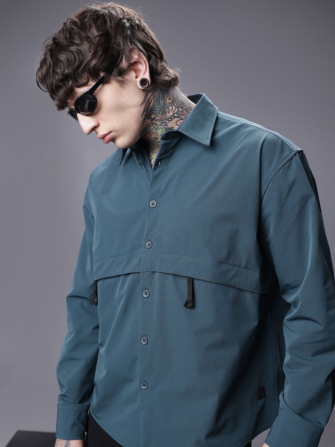 SOKO STREET Drop-Shoulder Sleeves Oversized Casual Shirt - view 1
