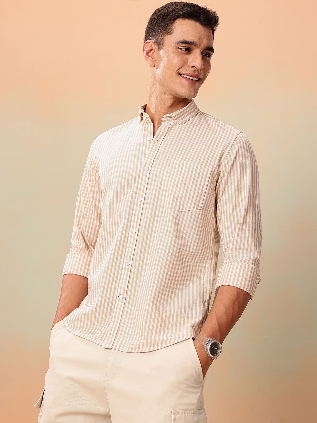 Mast & Harbour Striped Regular Fit Shirt - view 1