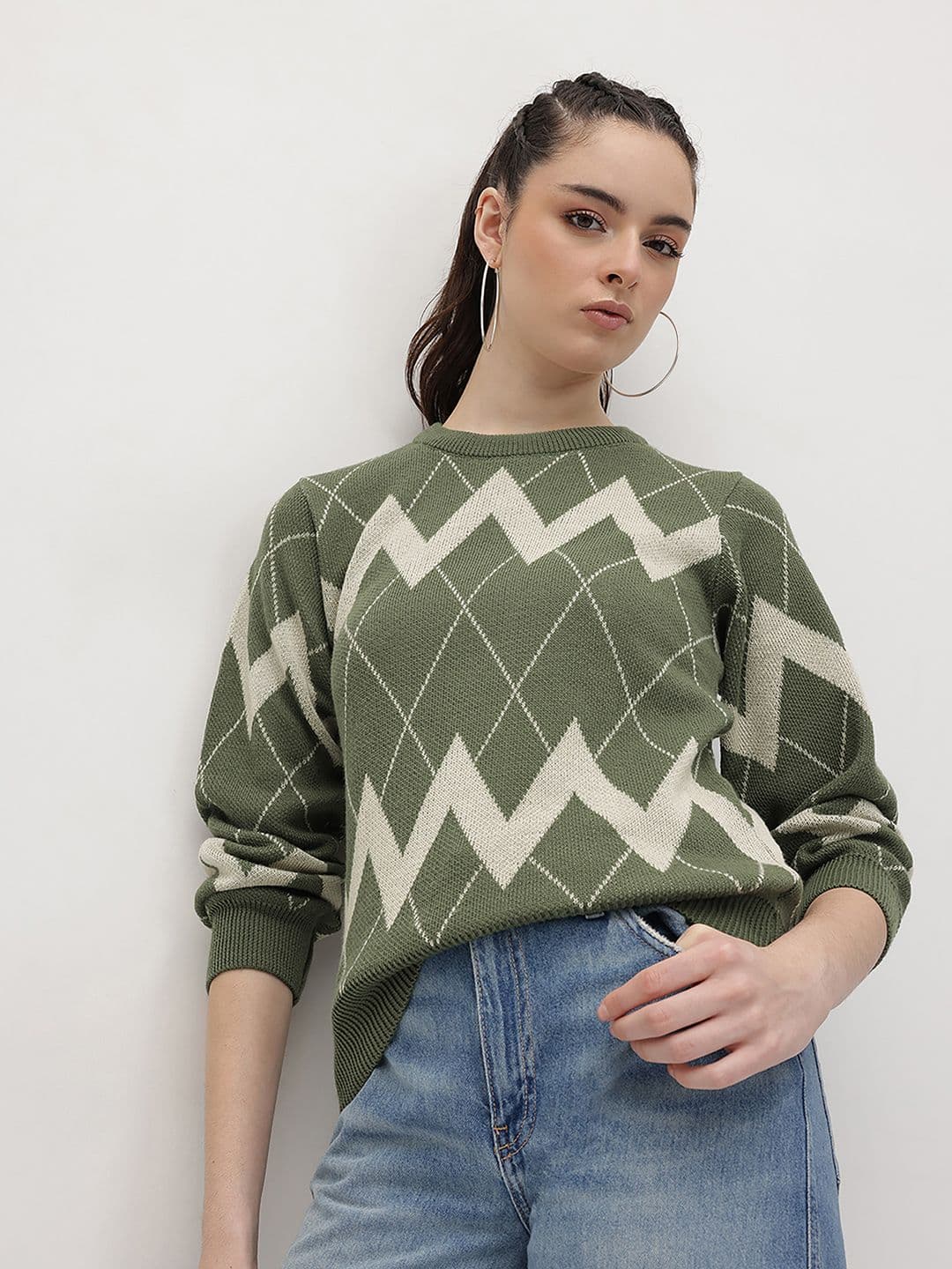 The Roadster Life Co. Geometric Self Design Pullover - view 1