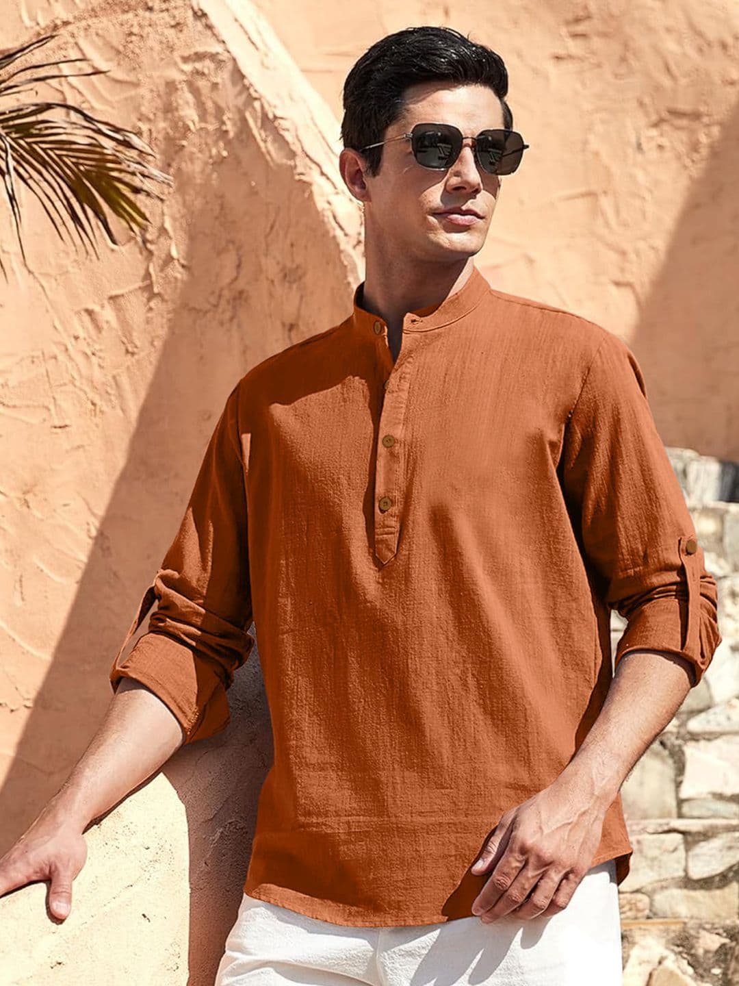 Zombom Cotton Mandarin Collar Straight Short Kurta - view 1