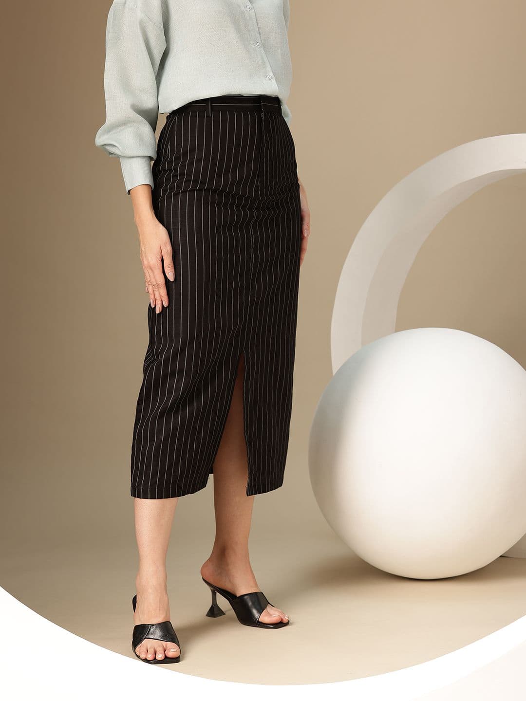 Chemistry Striped A-Line straight fit Skirt - view 1