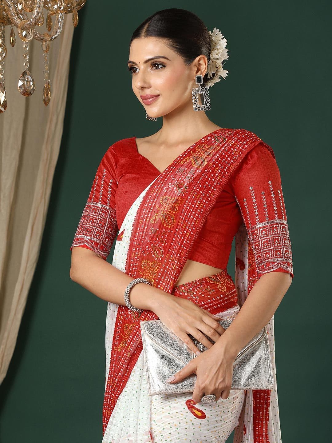 HERE&NOW Kalamkari Printed Pure Georgette Saree - view 1