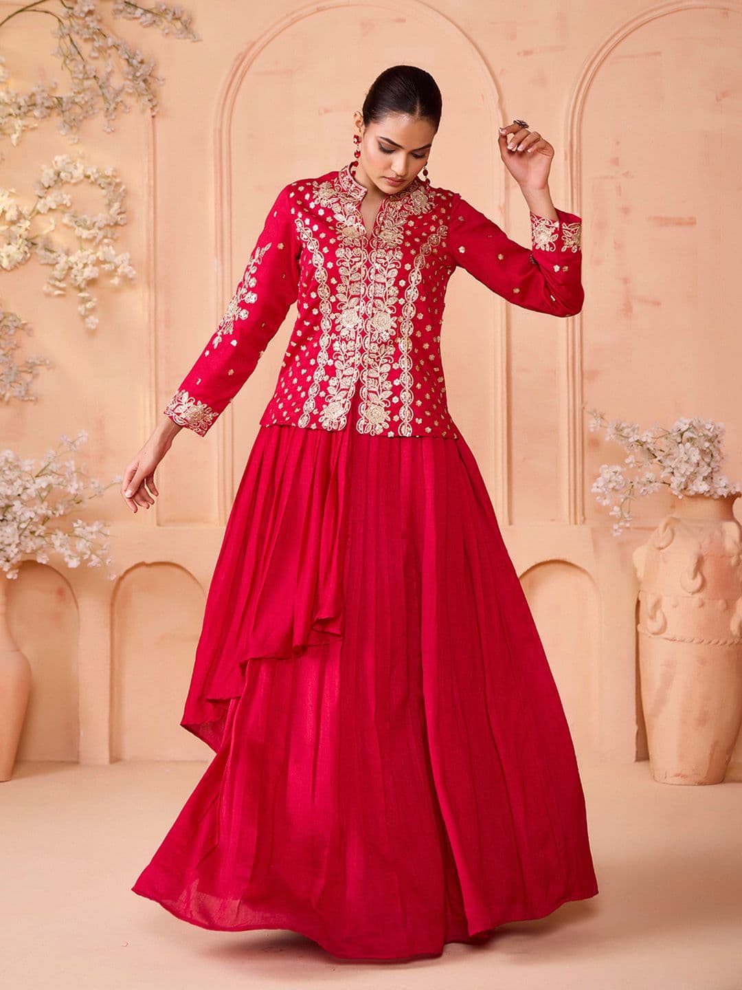 MADHURAM Embroidered Ready To Wear V-Neck Lehenga & Choli - view 1