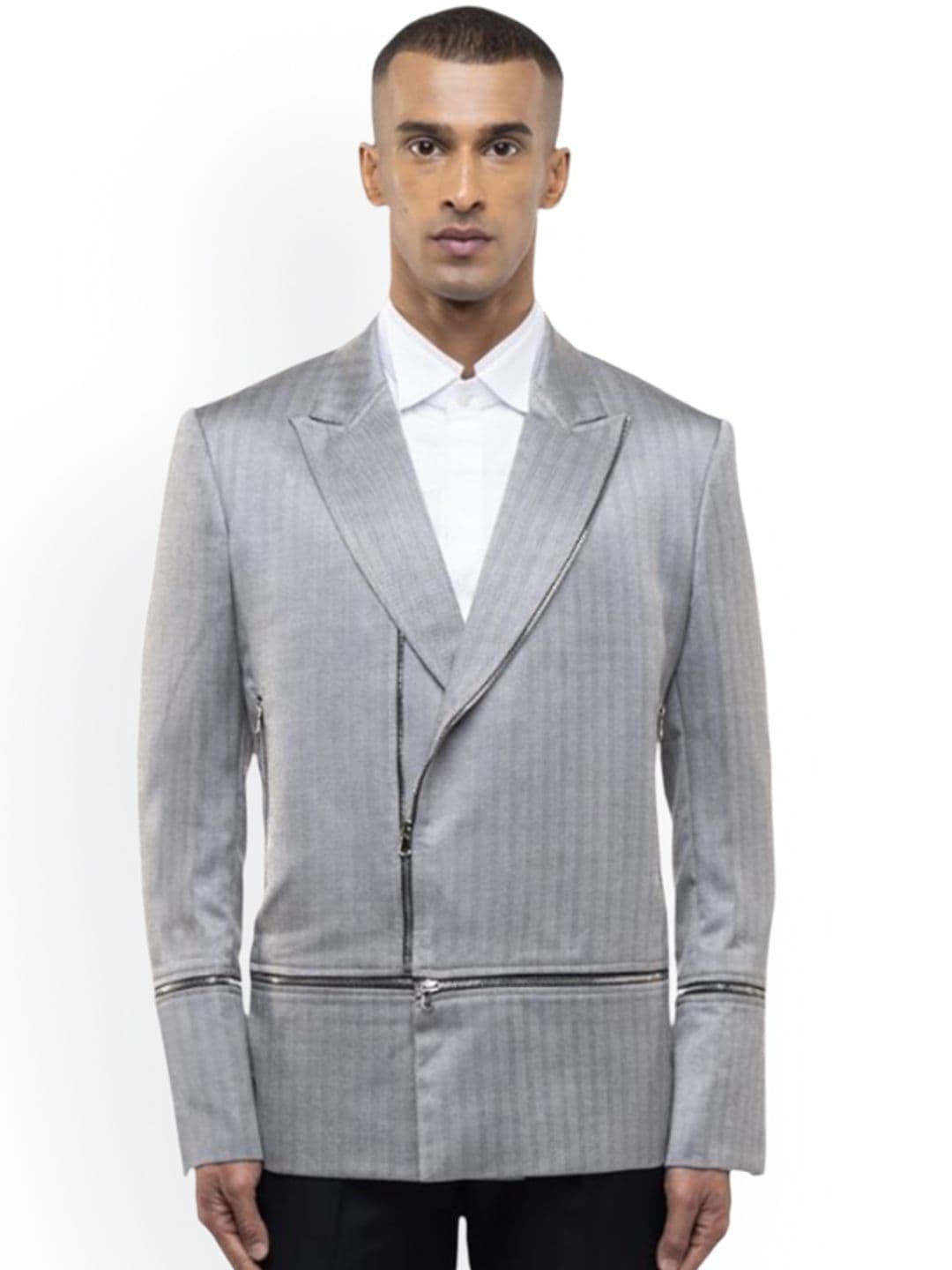 SDS By Kushal Shah Lapel Collar Zipper Biker Jacket - view 1