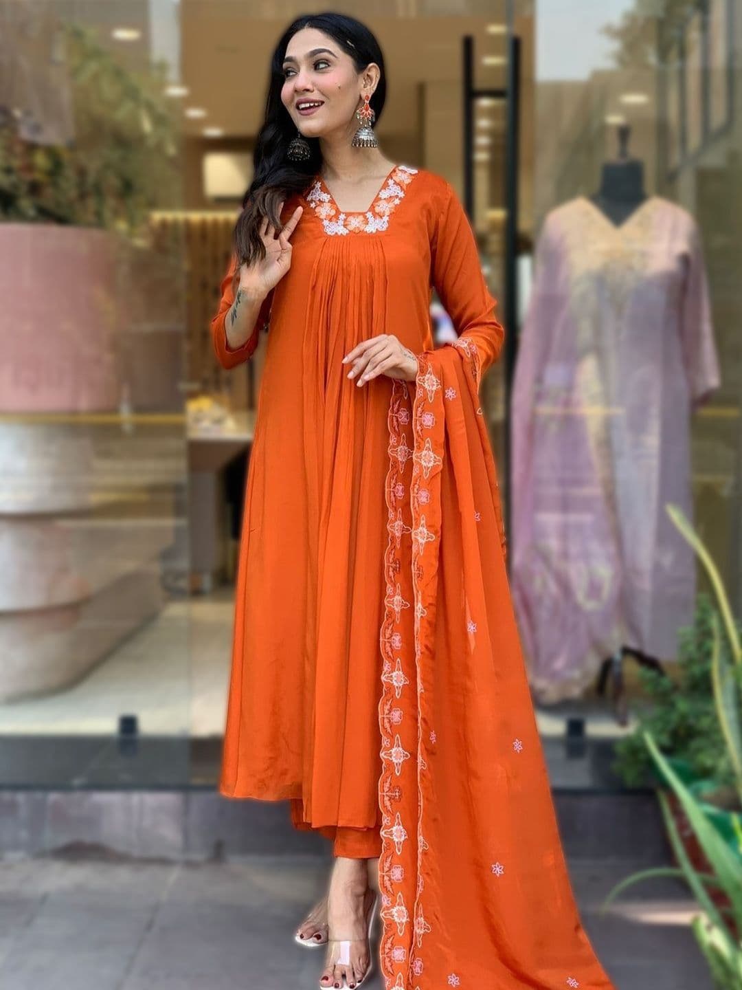 Royal Export Women Ethnic Motifs Embroidered Regular Kurta with Trousers & With Dupatta - view 1