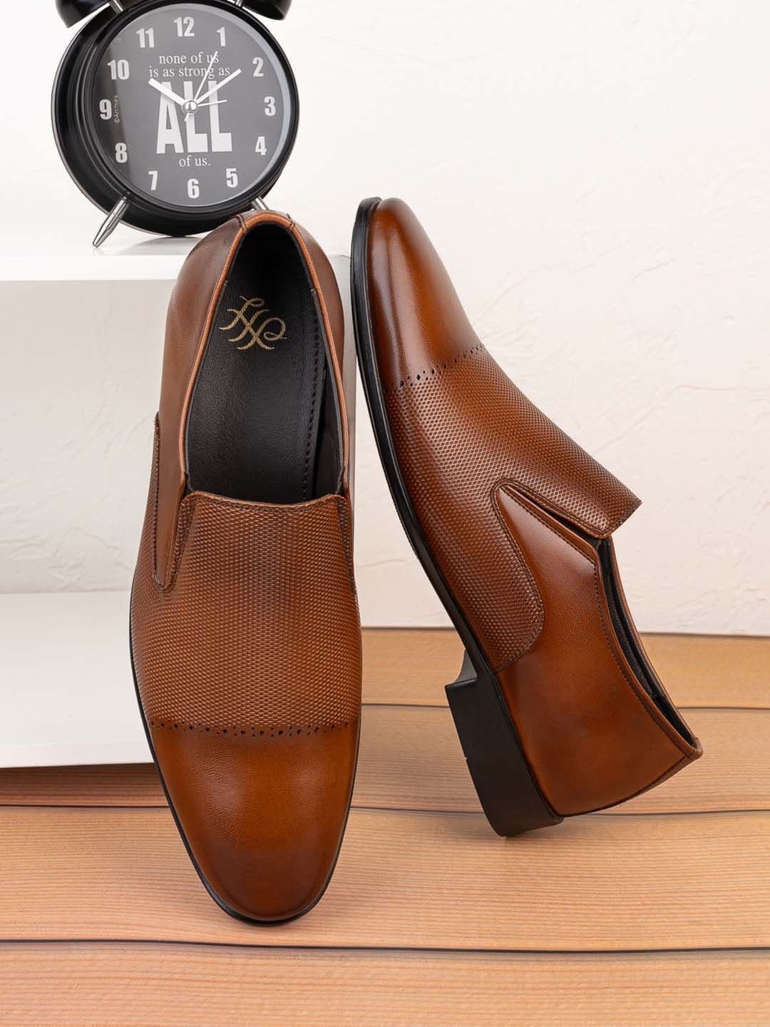 House of Pataudi Men Textured Formal Slip-Ons - view 1