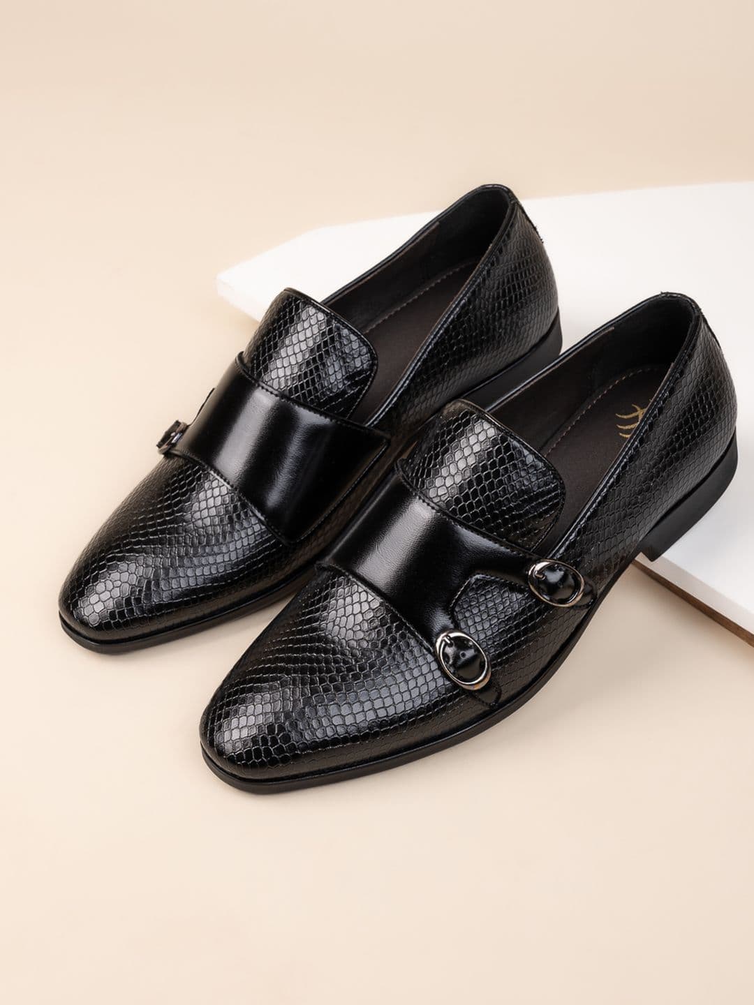 House of Pataudi Men Textured Formal Monks - view 1