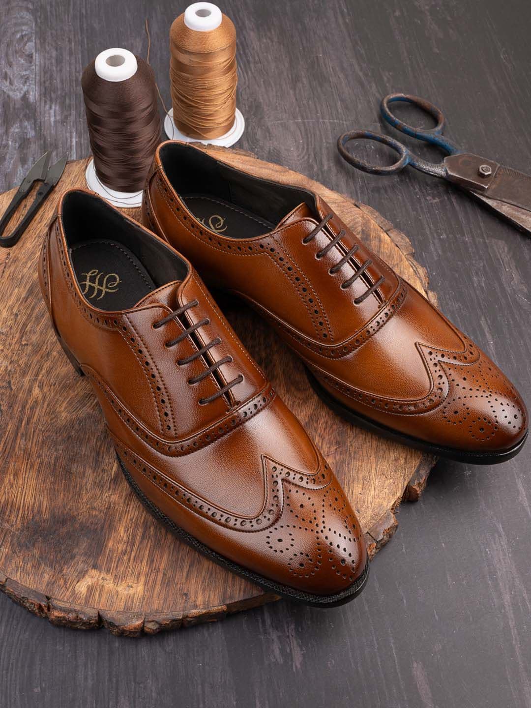 House of Pataudi Men Textured Formal Brogues - view 1