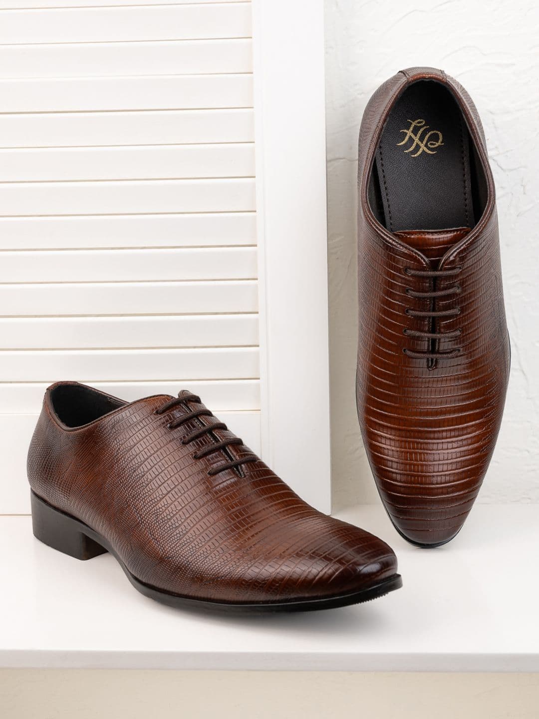 House of Pataudi Men Textured Formal Derbys - view 1