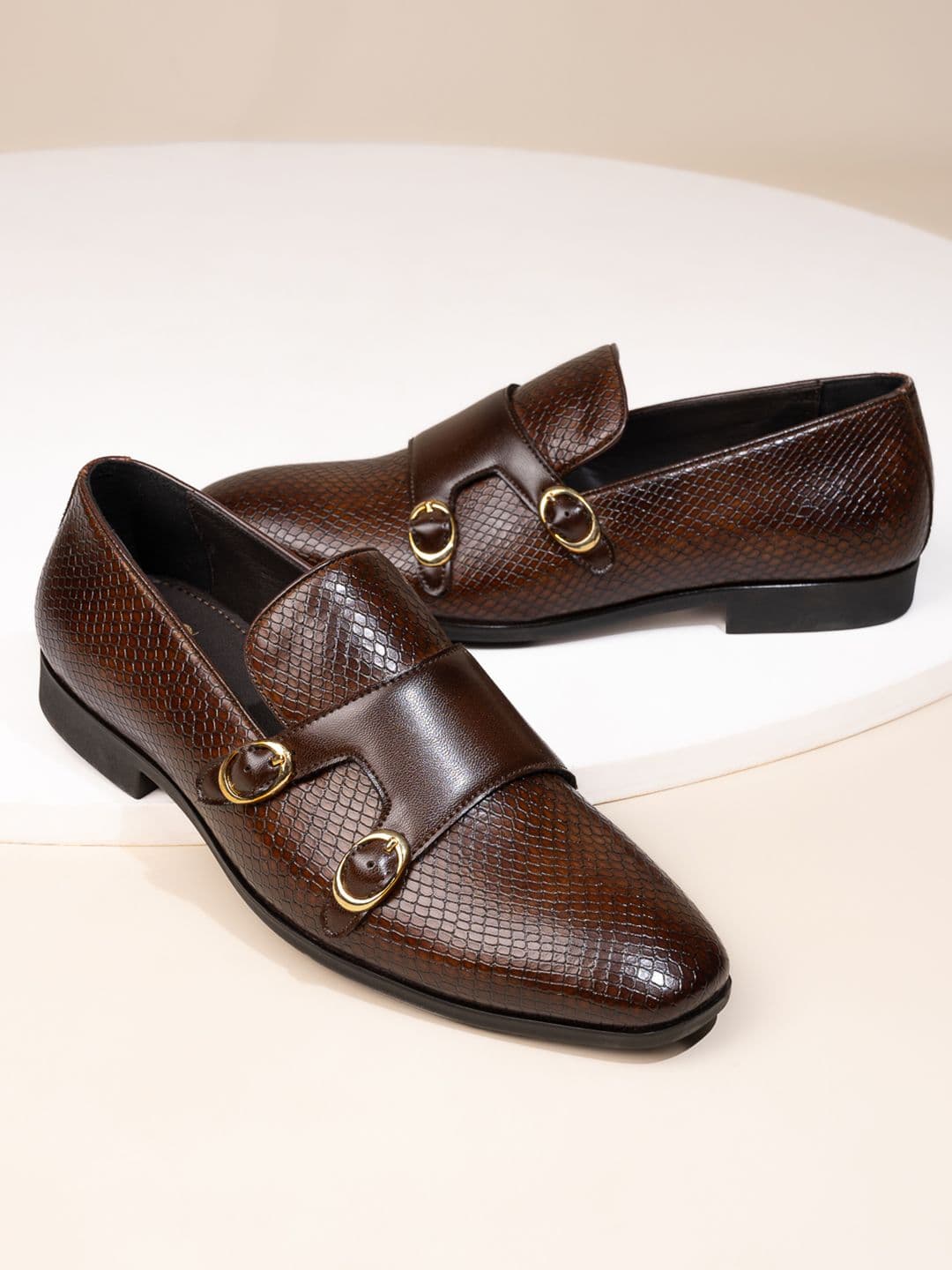 House of Pataudi Men Textured Formal Monks - view 1