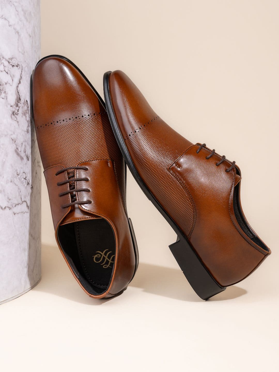 House of Pataudi Men Textured Formal Derby Shoes - view 1