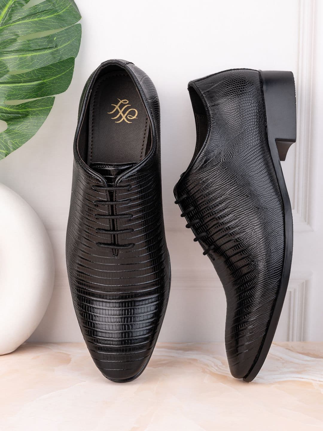 House of Pataudi Men Textured Formal Derbys - view 1