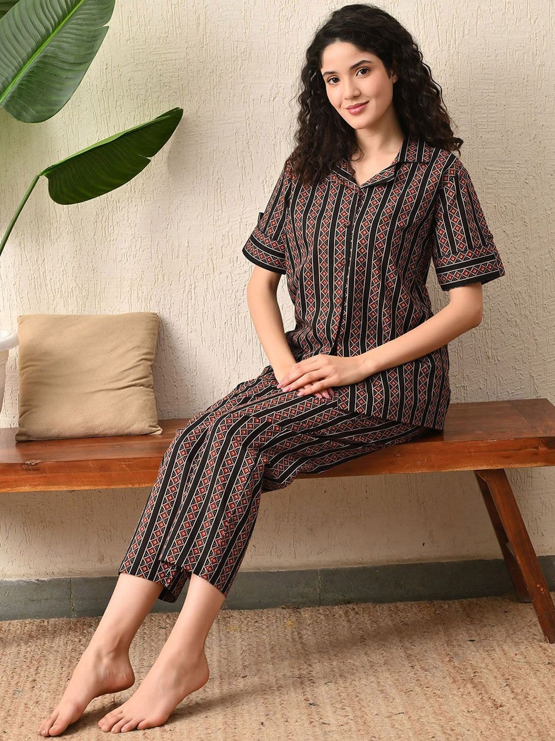 Vaimiya Printed Pure Cotton Shirt with Trouser Co-Ords - view 1