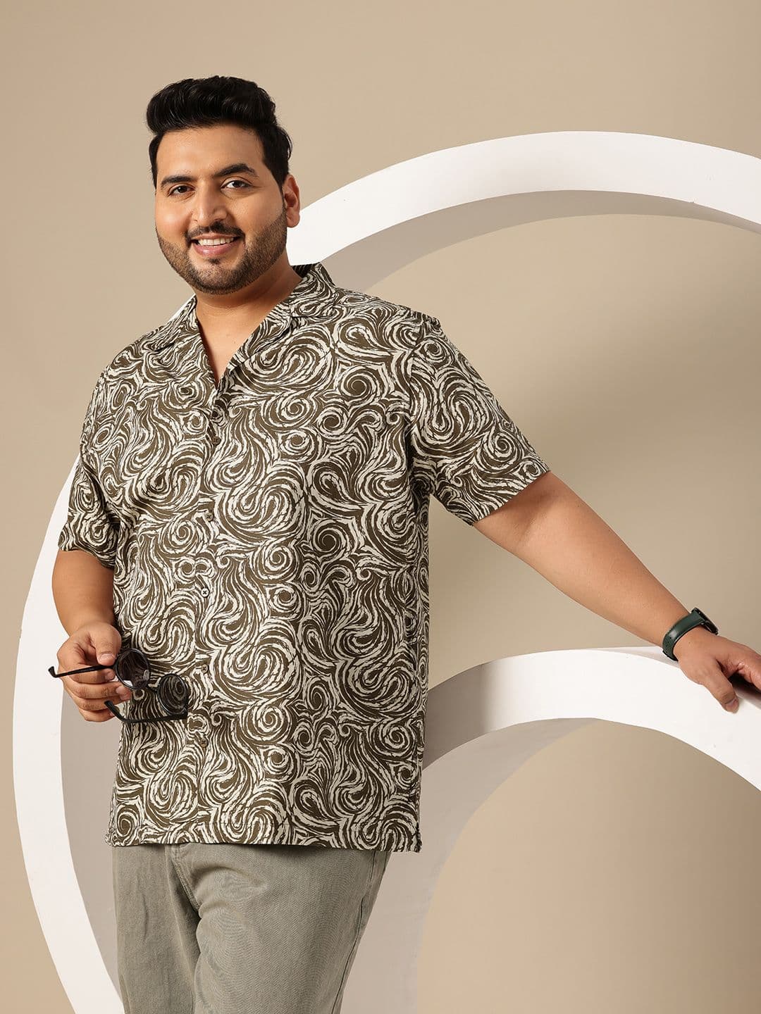 Sztori Plus Size Abstract Printed Regular Fit Shirt - view 1