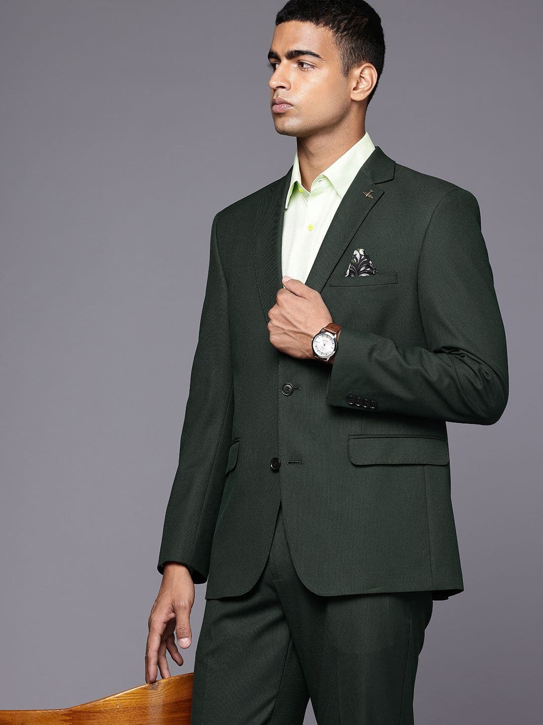 Theme Beige Notched Lapel Collar Single-Breasted Regular Fit 2 Piece Formal Suits - view 1