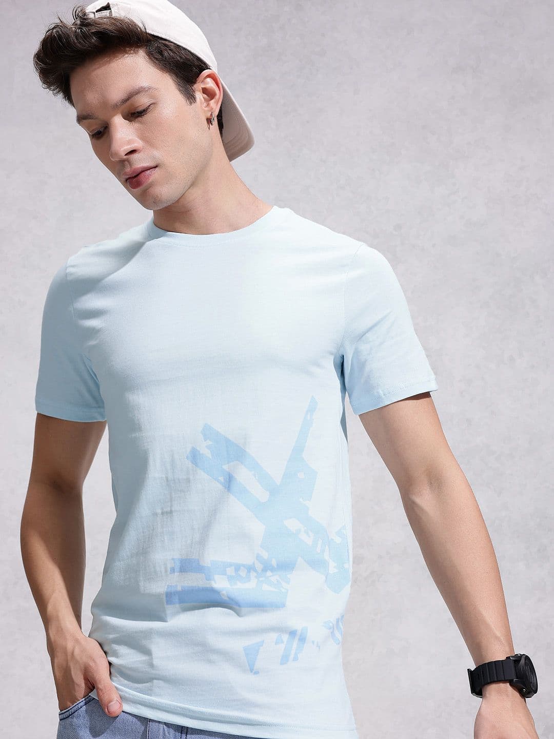 WROGN Brand Logo Printed Pure Cotton Slim Fit T-shirt - view 1