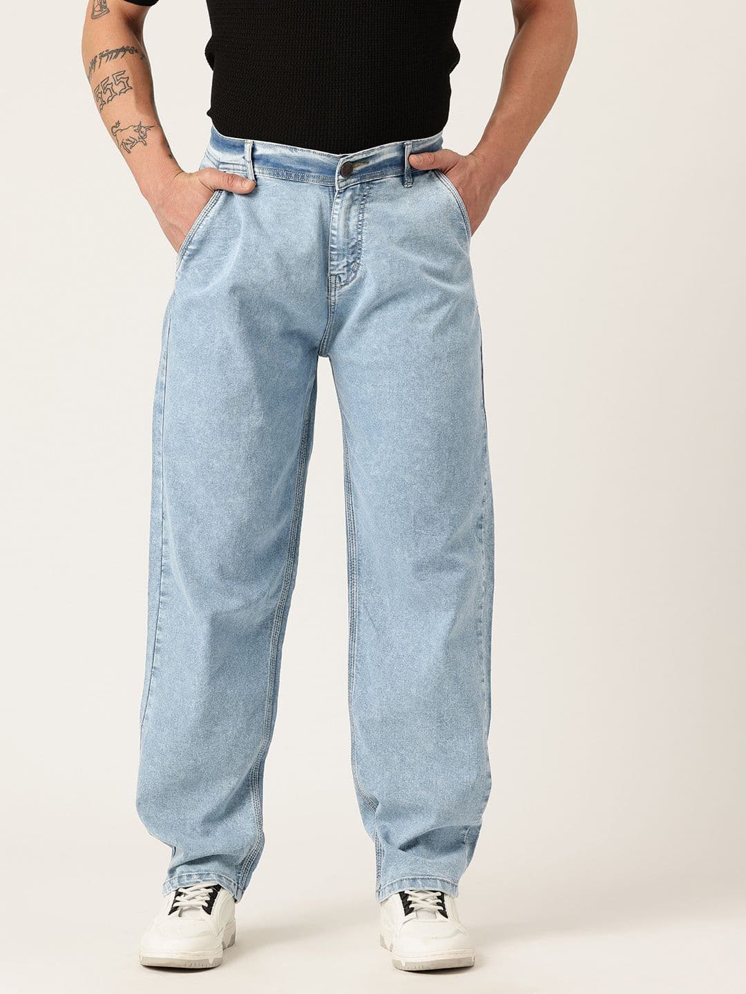 PARIS HAMILTON Men Relaxed Fit Mid-Rise Heavy Fade Acid Wash Stretchable Jeans - view 1