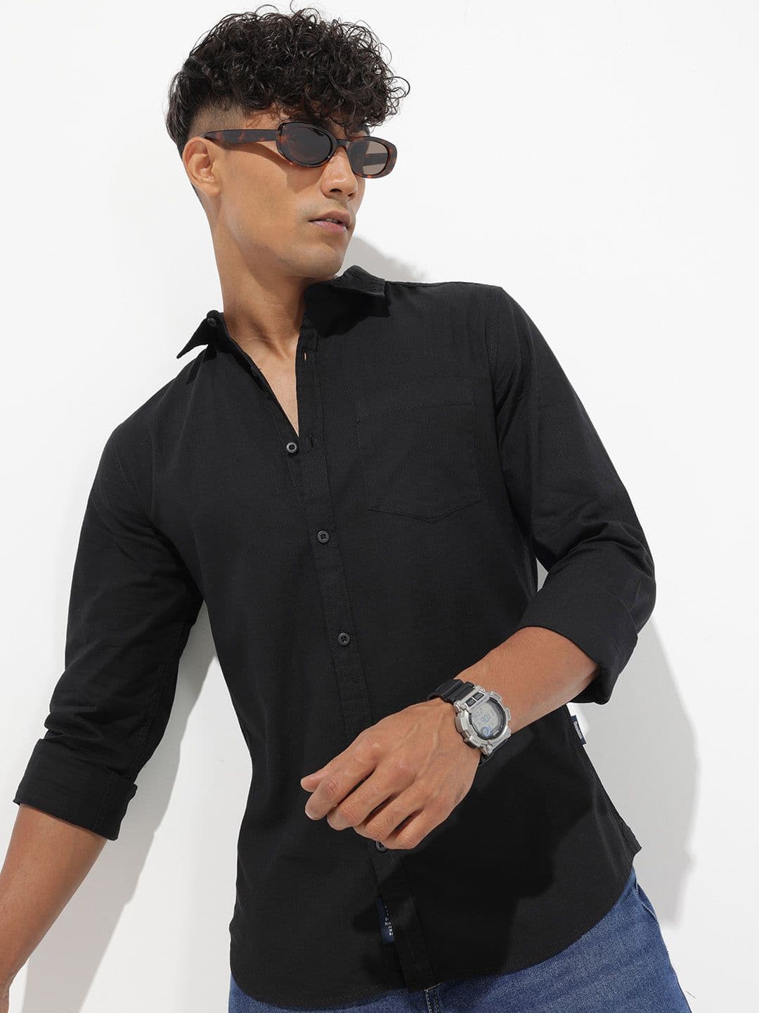 The Roadster Lifestyle Co. Solid Cotton Linen Regular Fit Shirt - view 1