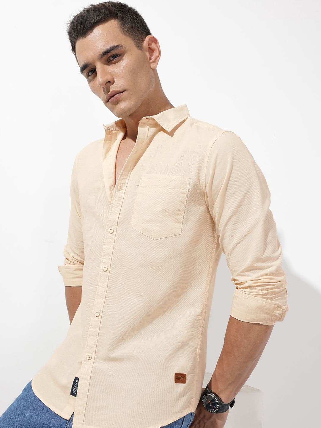 The Roadster Lifestyle Co. Solid Cotton Linen Regular Fit Shirt - view 1