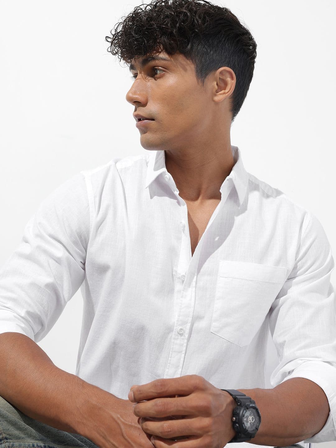 The Roadster Lifestyle Co. Solid Cotton Linen Regular Fit Shirt - view 1