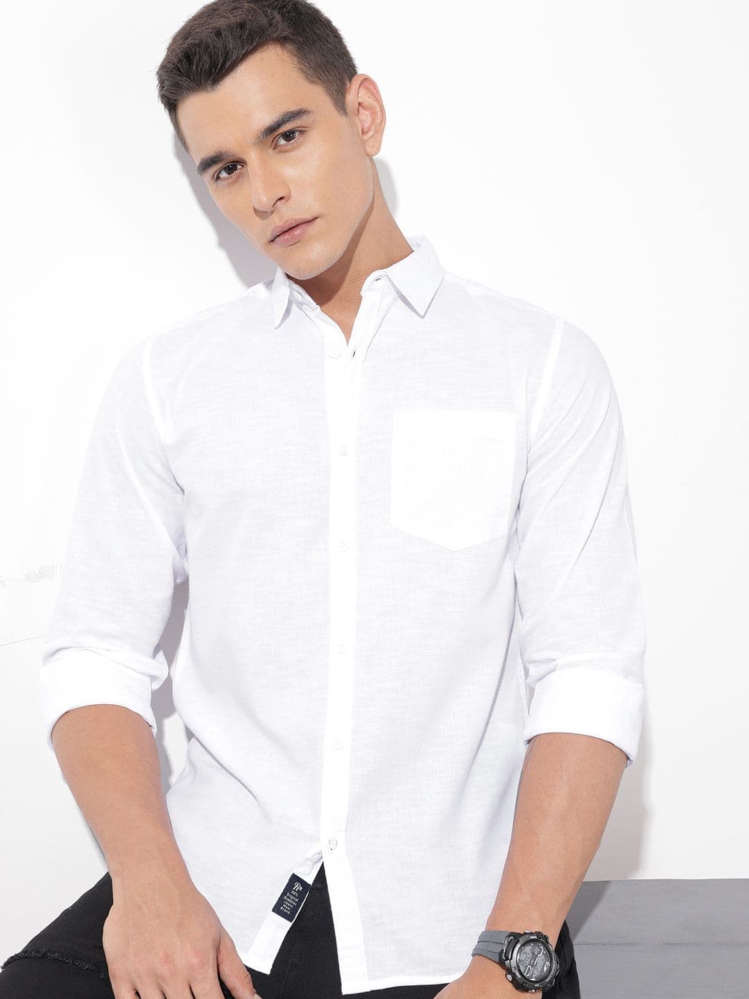 The Roadster Lifestyle Co. Solid Cotton Linen Regular Fit Shirt - view 1