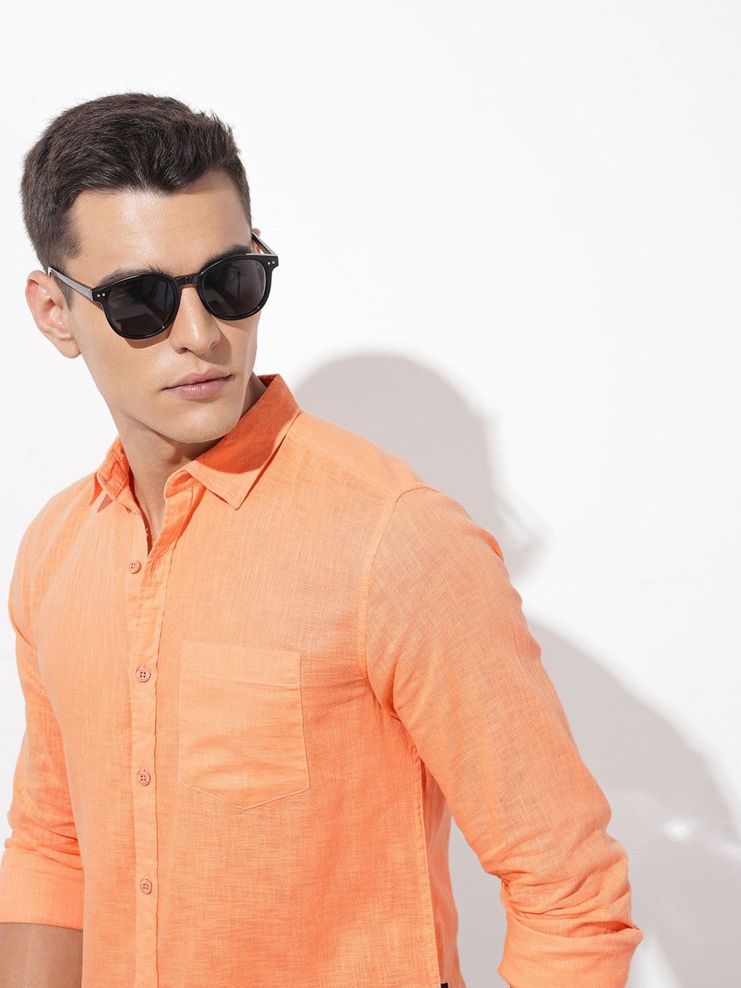 The Roadster Lifestyle Co. Solid Cotton Linen Regular Fit Shirt - view 1