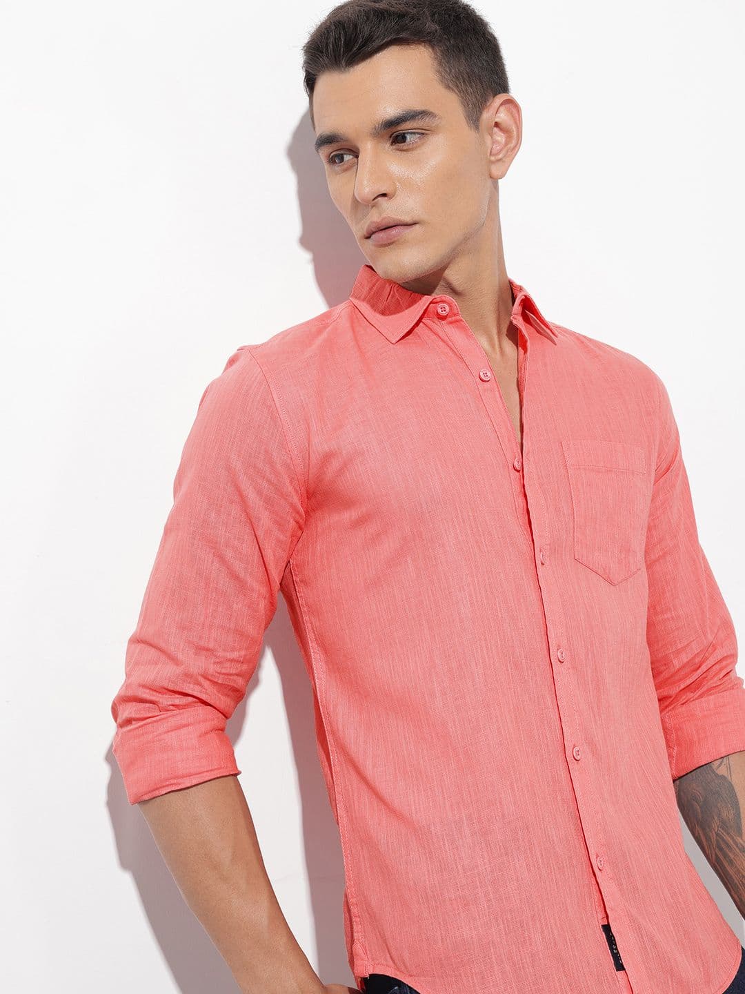 The Roadster Lifestyle Co. Solid Cotton Linen Regular Fit Shirt - view 1