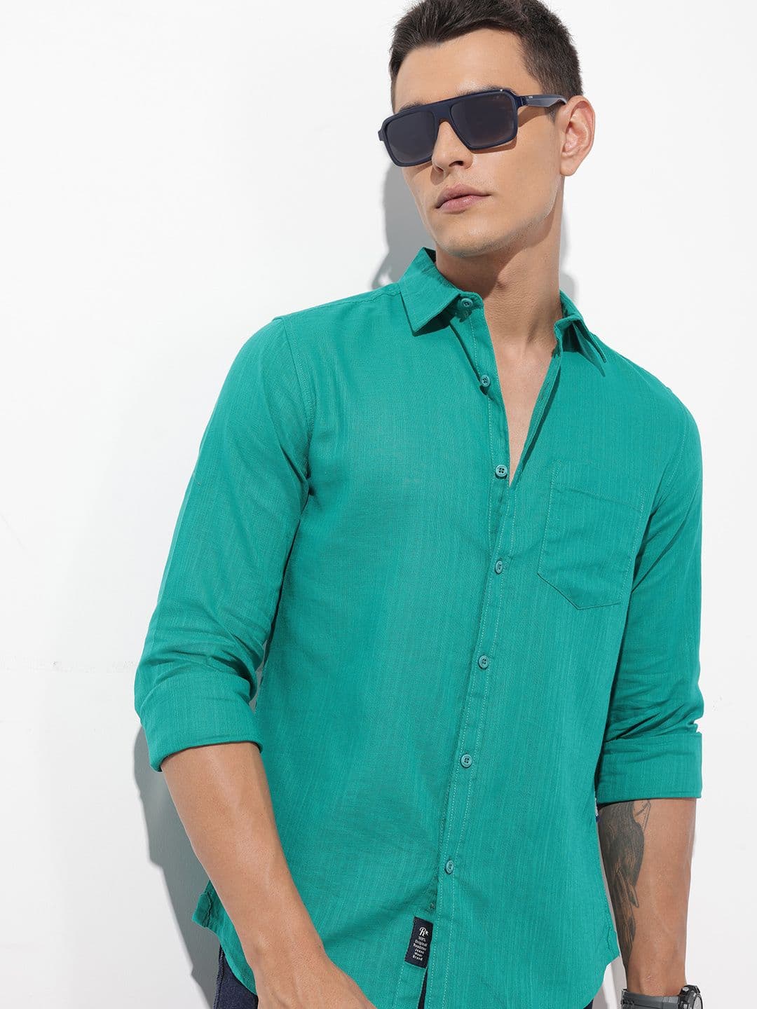 The Roadster Lifestyle Co. Solid Cotton Linen Regular Fit Shirt - view 1