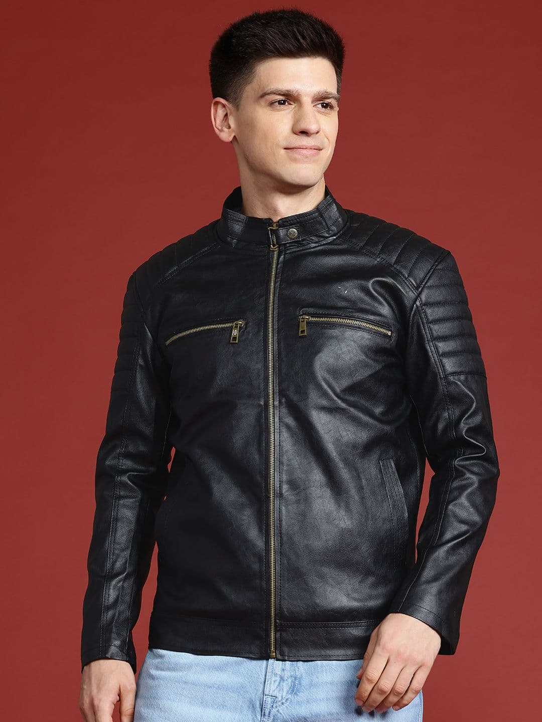 Leather Retail Lightweight Biker Jacket - view 1