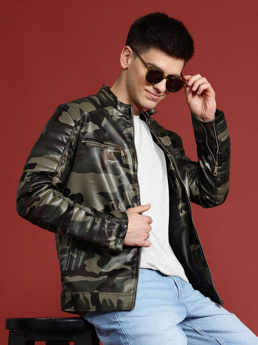 Leather Retail Camouflage Lightweight Jacket - view 1
