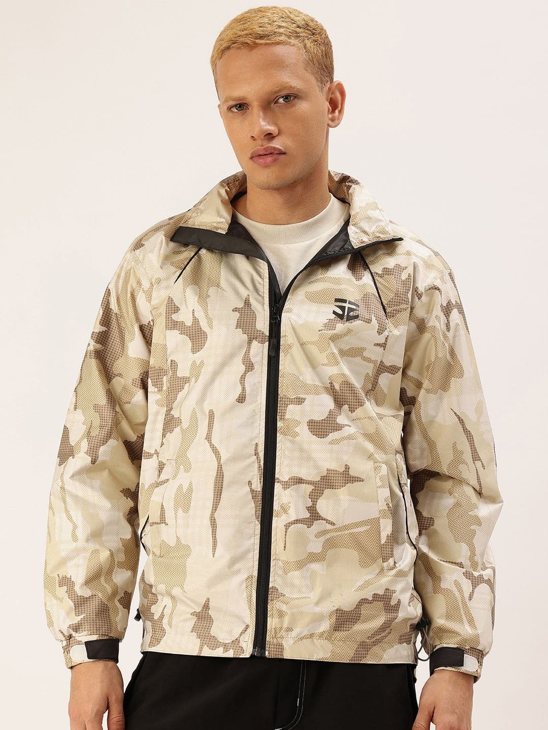 FIFTY TWO Abstract Printed Hooded Rain Jacket - view 1