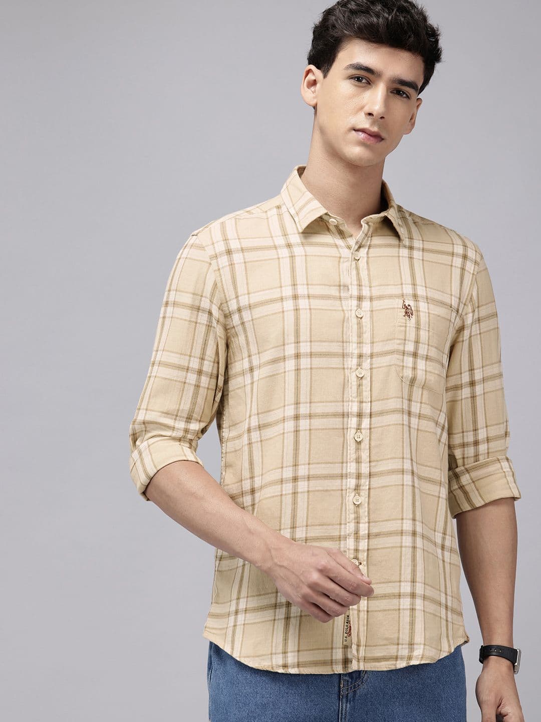 U.S. Polo Assn. Denim Co. Checked Pure Cotton Casual Shirt - view 1