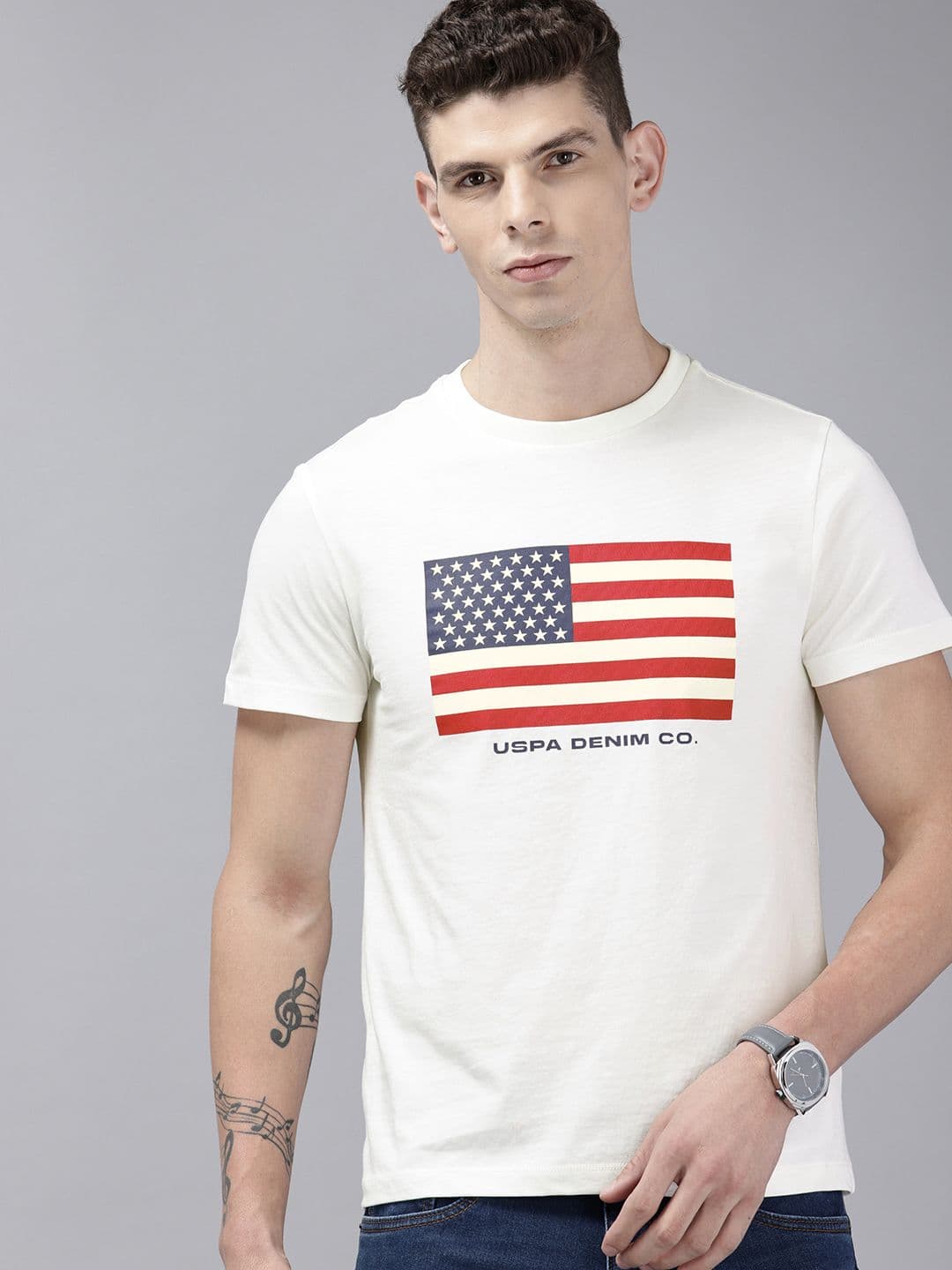 U.S. Polo Assn. Denim Co. Graphic Printed Pure Cotton Slim Fit T-shirt - view 1