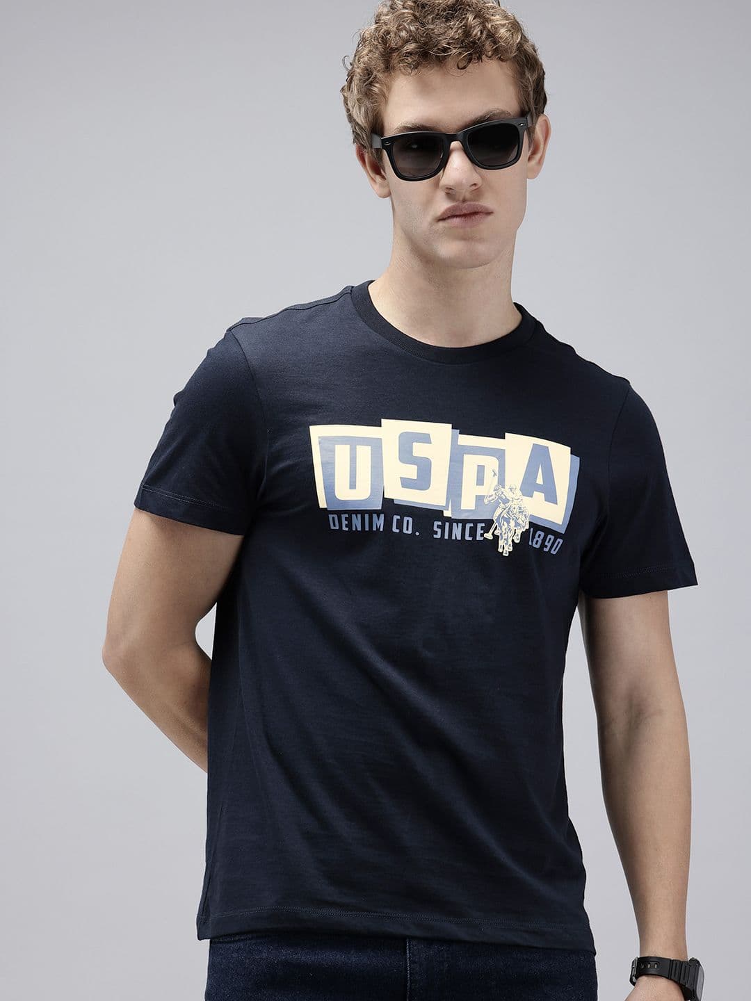 U.S. Polo Assn. Denim Co. Slim Fit Brand Logo Printed Pure Cotton T-shirt - view 1