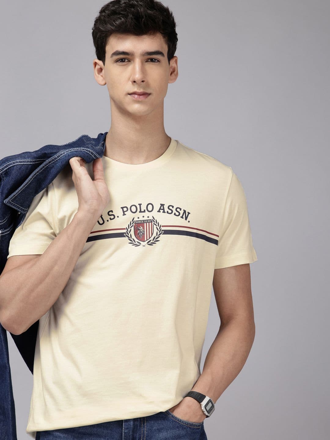 U.S. Polo Assn. Pure Cotton Brand Logo Printed Slim Fit T-shirt - view 1