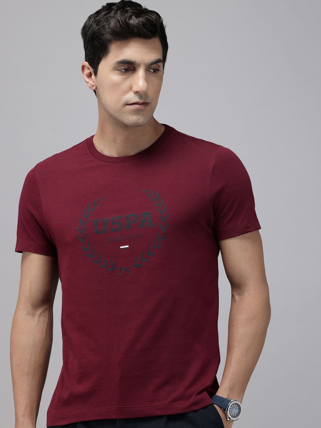 U.S. Polo Assn. Brand Logo Printed Pure Cotton Slim Fit T-shirt - view 1
