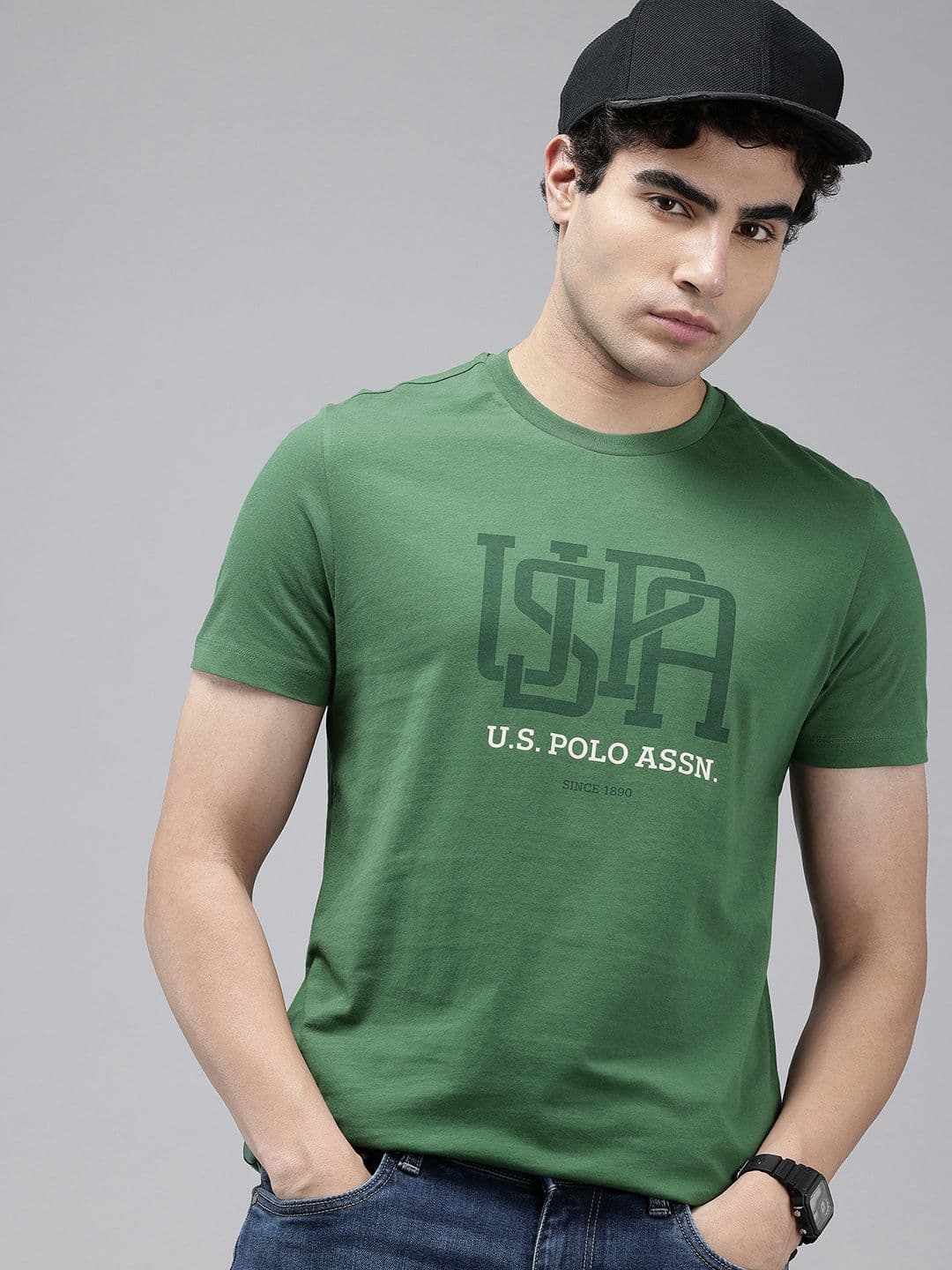 U.S. Polo Assn. Pure Cotton Brand Logo Printed Slim Fit T-shirt - view 1