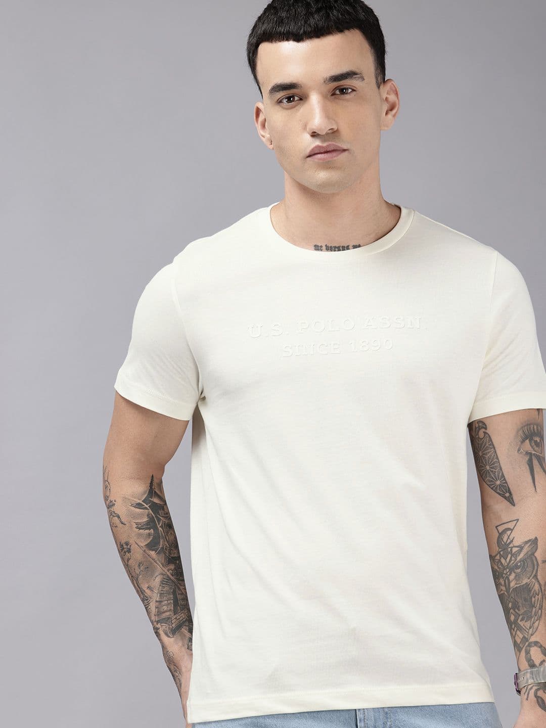 U.S. Polo Assn. Pure Cotton Brand Logo Puff Printed Slim Fit T-shirt - view 1