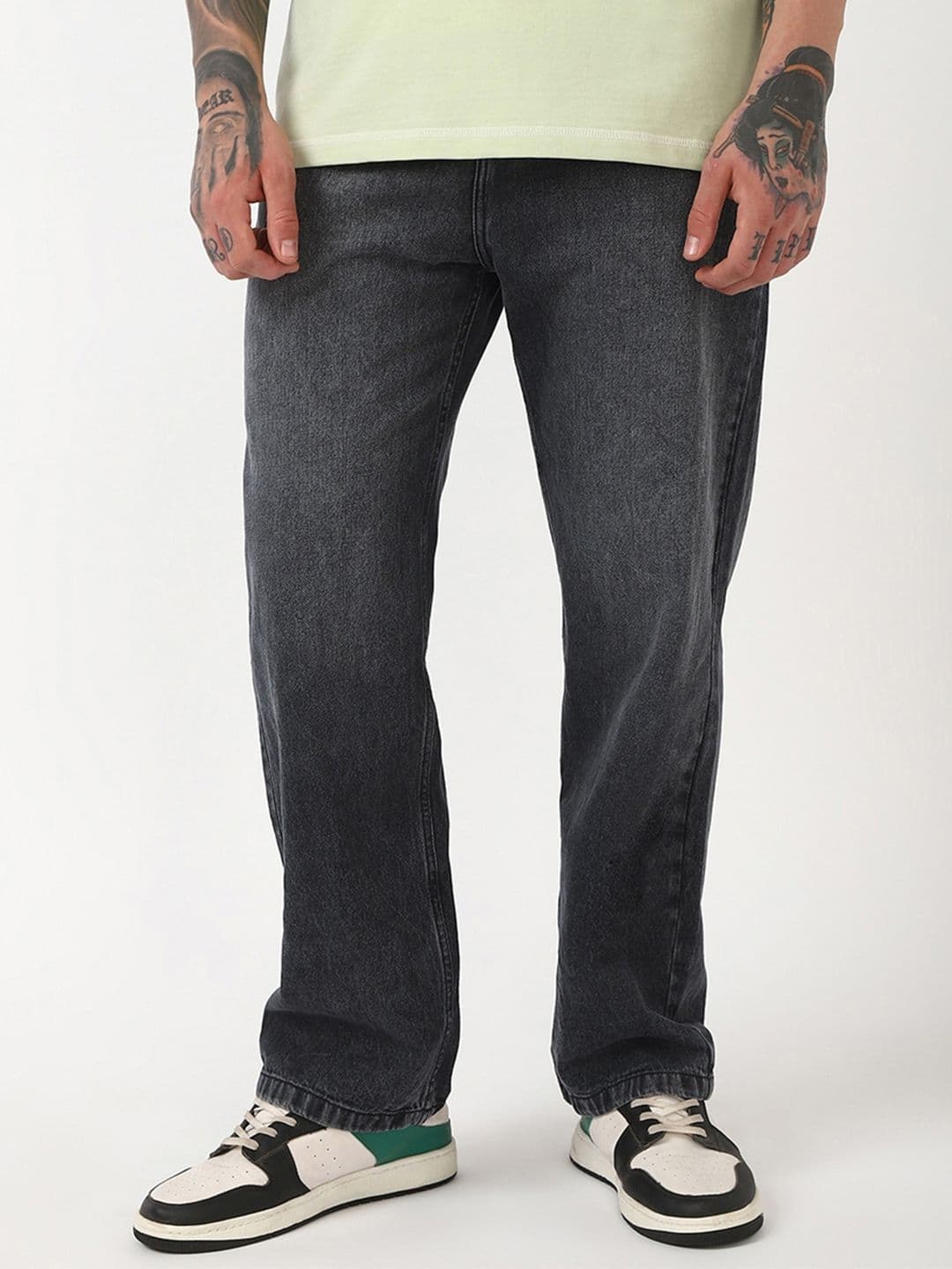 Bewakoof Men's Grey Baggy Washed Mid-Rise Jeans - view 1