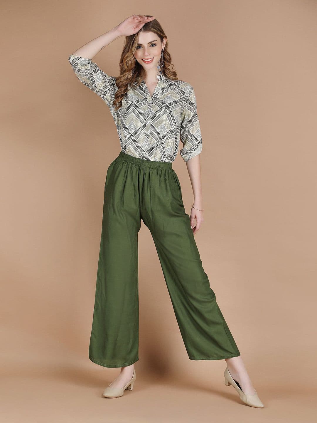 MICHAEL KOVLIN Women Ethnic Wide Leg Rayon Palazzo with Drawstring - view 1