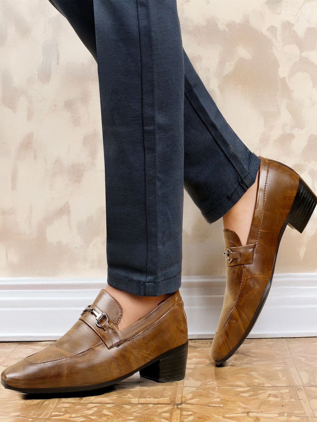 Bxxy Men 2 Inch Heel Height Increasing Formal Mocassin Slip-on Buckle Shoes - view 1