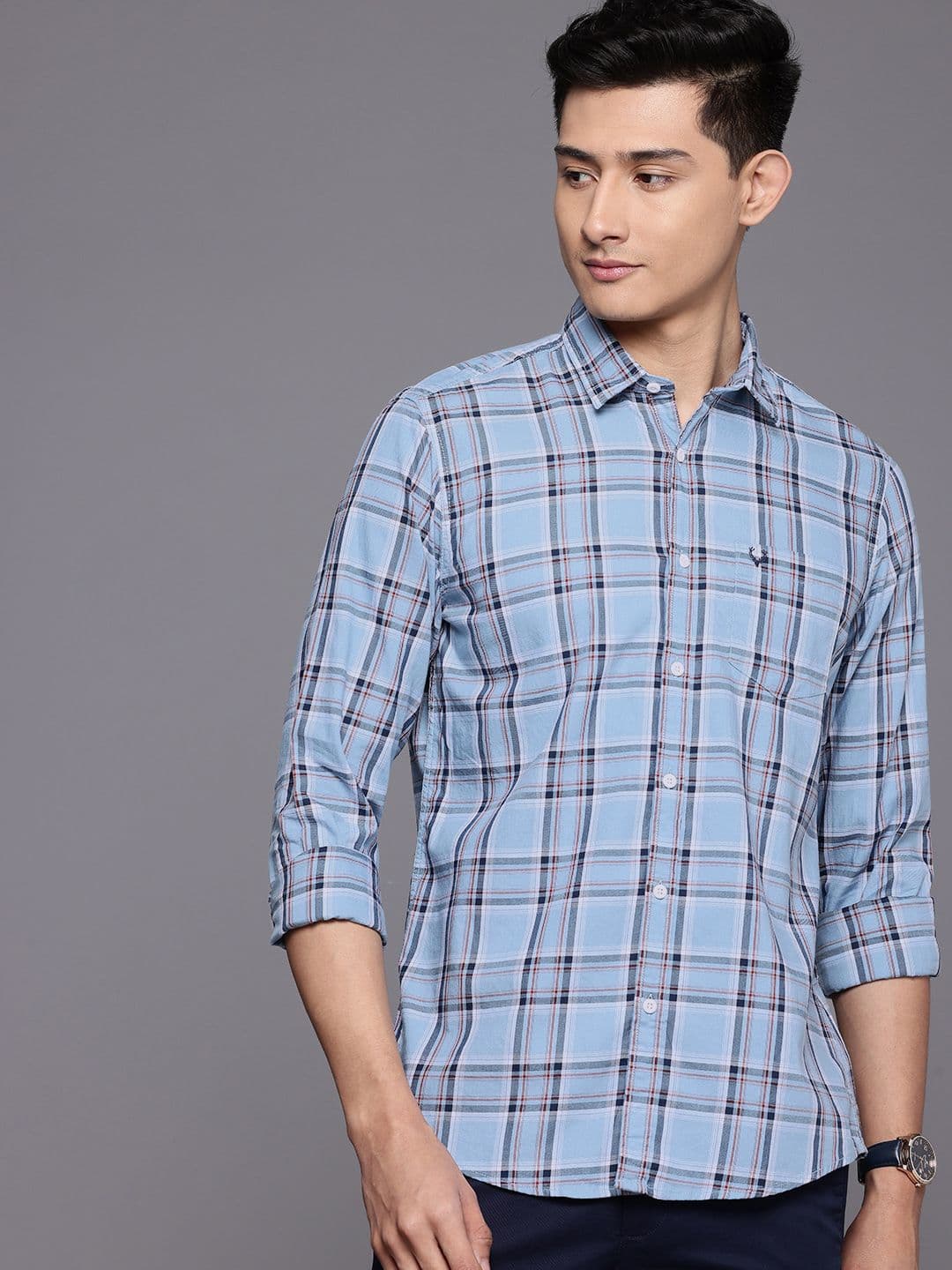 Allen Solly Pure Cotton Custom Fit Checked Casual Shirt - view 1