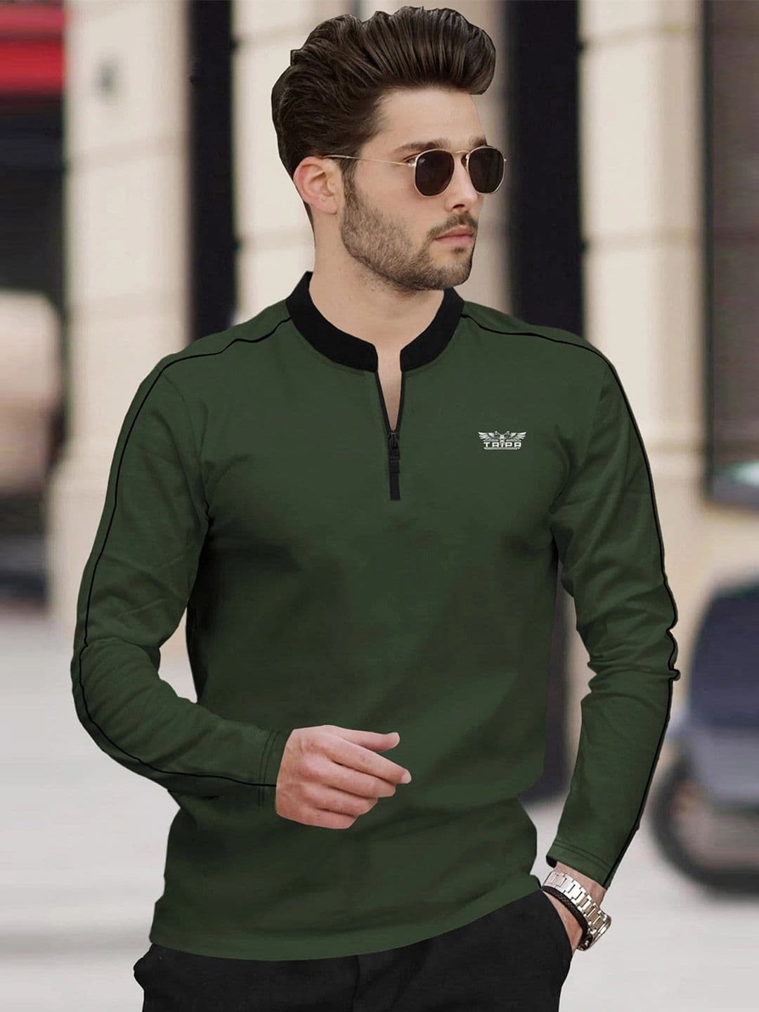 TRIPR Short Sleeves Mandarin Collar T-shirt - view 1