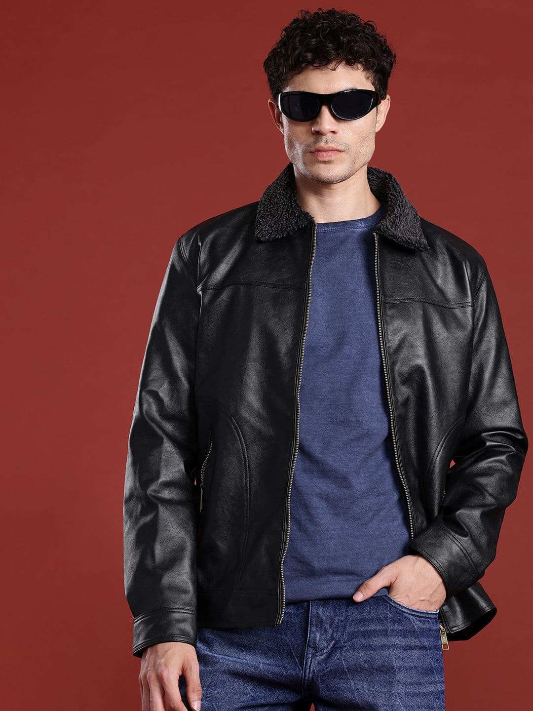 Leather Retail Lightweight Biker Jacket - view 1
