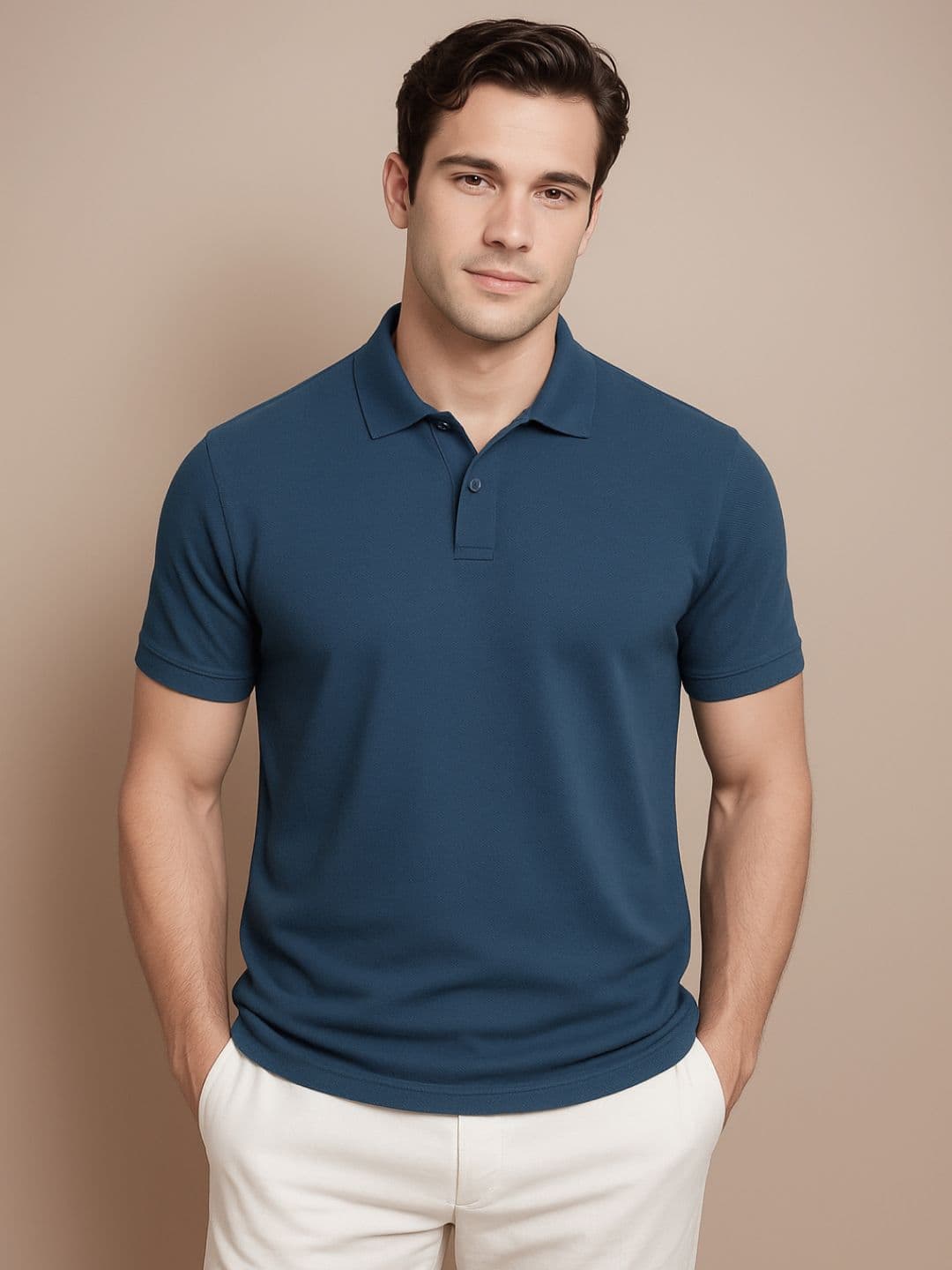NOBERO Men Solid Polo Collar Cotton T-shirt - view 1