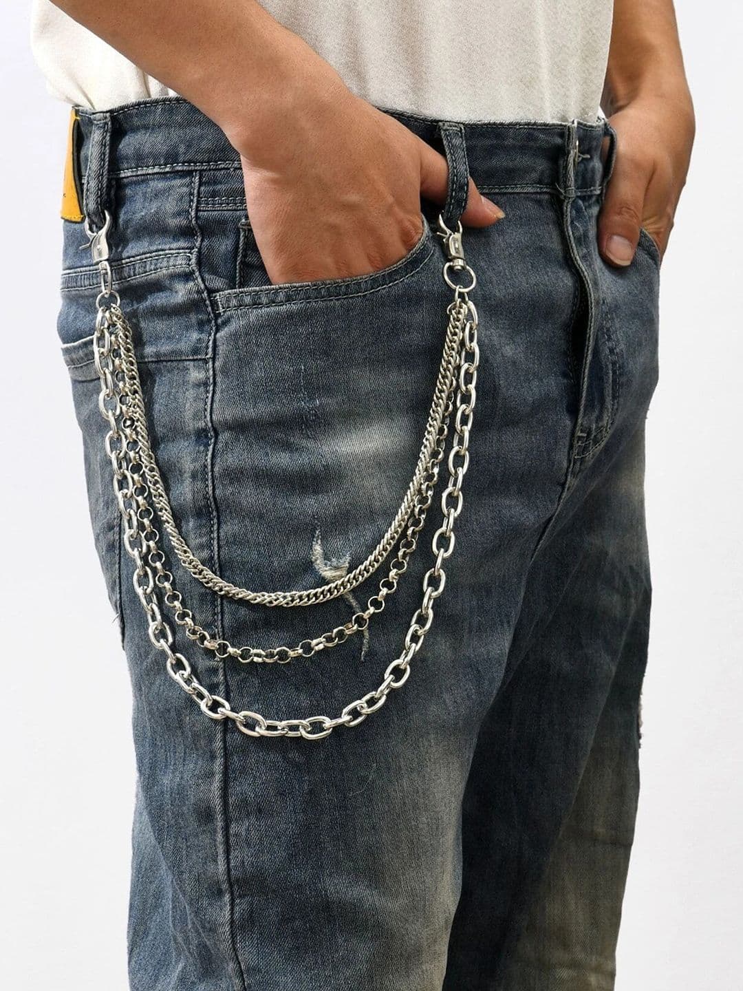 Its 4 You Unisex Silver-Jean Anchor & Rolo Pant Chain